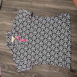 Sport Haley black and white diagonal pattern collared top